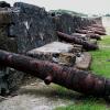 Portbello, Panama, old canons that were once used to protect the walls of Old Panama.